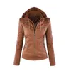 Uzun Kollu Kadın Deri Ceketler İlkbahar Sonbahar Avrupa Amerika Artı Boyutu PU Kısa Ceket Giyim Feminina LR1070 210531
