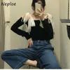 Slash nek Strapless Shoulder Velour Blouse Dames Bow Lace Up Design Slim Fit Blusas Spring Shirt Feminino 210422