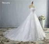 Zj9059 белая слоновая кость 2021 кружева дно свадебные платья свадебное платье с большим платьем поезда плюс размер 2-26W