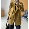 Mode Ginger Suit Jacket voor Vrouwen Herfst Winter Verdikte Vintage Designer Casual Dames Blazer Uitloper 210608