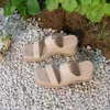 Meotina Dames Slippers Schoenen Echt Lederen Sandalen Wiggen Hoge Hak Dia's Vierkante Teen Koe Lederen Dame Schoenen Zomer Wit 42 210608