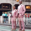 Veralove Pink Bussiness Para garnitur Peaked Lapel One Button Groom Tuxedos Wedding Suit dla mężczyzn Zestaw Made Custom Made (Kurtka + Spodnie)