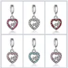 フィットPandora Charm Bracelet Heart母の日母ヨーロッパシルバーチャームピンクホワイトフラワーエナメルクリスタルビーズDIYスネークチェーン用女性バングルネックレスジュエリー