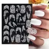 5D White Lace Acrylic Flowers Nail Art Sticker Decal Embossed Wedding Design Adhesive Polish Slider Charms Manicure