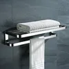 Towel Racks Double Layer Bathroom Wall Mounted Stainless Steel Shelf Bath Holding Bars