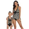 Family Matching Look Swimsuit Mom Daughter Father Son Leopard Print Adult and Boy Swimming Pants Baby Girl Swimwear 210521