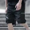 2019 летние черные шорты грузов мужчины уличная одежда хип хоп случайные короткие брюки ленты дизайн мужской homme шорты многокарты wg313 x0628