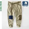 Spring Summer Men Patchwork Trouser Casual Thin Mid Waist With Belt Cotton Made Straight Loose Cargo Pants GA-Z341 210715
