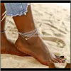 Entrega de joalheria de j￳ias 2021 ajuste corda de corda branca atrav￩s do charme do cora￧￣o, cadeia de metal banhada feminina para feminino de tornozelo 1SD7E