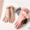 5本の指が手袋を暖かい冬のカシミヤニットスポーツサイクリング屋外の冷たいプラスベルベットのタッチスクリーンミトン