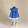 Bébé Gril vêtements 2021 été sans manches bleu paillettes nouveaux enfants robe douce fête princesse robe enfants robe G1129