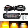 4 LED Flash Strobe Light Bar Car Truck Urgent Hazard Warning Lamp Grill Breakdown 12-24V Amber Yellow White Traffic Emergency Lights