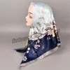 Grand Carré Soie Foulard Foulard Foulard pour Femmes Satin Cheveux Cou foulard De Luxe Soie Foulards Unique Styles Hijab 90*90 cm