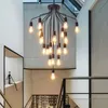 ペンダントランプレトロインダストリアルスタイルの階段ランプロングシャンデリアアメリカンデプレックスヴィラリビングルームクリエイティブ衣料品店