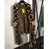 2021SS Fashion Ffen Women Designer Wool Knit Cape Shawr مخططة Jacquard Tassel Midi Coat