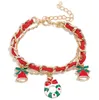 Christmas Charm Bracelet Santa Claus Snowflake Snowman Glove Alloy Tassel Bracelets For Xmas Decoration Party Gift for Women Girls