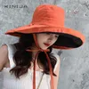 Yaz Kadın Çift Yan Moda Geniş Büyük Ağız Güneş Şapka Açık Plaj Balıkçı Kap UV Proof Güneş Koruma Şapka Kova 211015