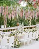 24 pièces décoration de mariage artificielle soie glycine fleur vignes suspendus rotin mariée fleurs guirlande pour maison jardin hôtel