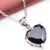 Mix 5 stks Hart Natural Black Onyx Gemstone Hanger 925 Sterling Silver Hangers Kettingen voor Lady Girl Dames Party Gifts New LuckyShine