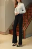 Czarne spodnie flarowane kobiety wiosna i jesień moda temperament szczupły odchudzanie wysokiej jakości spodnie wysokiej jakości 210527