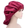 Extra stor motorhuvhatt hårtillbehör Kvinnor Big Size Beauty Print Satin Silk Sleep Night Cap Head Cover Bonhnets Hattar 10st