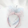 Kinderen Prinses Crown Haaraccessoires Kids Fairy Birthday Hairs Sticks Girls 3D SeerSucker Bow Hoofdband Party Ornament D262