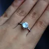 Wedding Rings Round Unique Moonstone Engagement Ring Silver Color Vintage Women Fashion Bridal Jewelry Anniversary Gift Edwi22