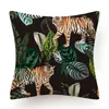 Housse de coussin animal de la jungle tropicale Polyester tigre léopard imprimé taie d'oreiller coussins de canapé décoratifs feuille de palmier taie d'oreiller coussin/déco