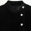 Kadın Yaz Kadife Katı Mini Elbise Uzun Kollu Düğmeler Vintage Kadın Zarif Elbiseler Giyim Vestidos She8259 210513