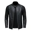 Grande taille automne mode tendance manteaux hommes mince col montant moto en cuir veste hommes PU veste en cuir 5XL 211110