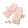 Vingerloze handschoenen MrWonder vrouwen Solid kleur Winter Warm Hanghangende nek Cartoon Mooie snoep Mitten