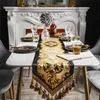 Luxury Soft Velvet Coffee Table Runners With Heavy Tassel Rectangle Home Decorative Party Gift Runner Gold Bee Print 210709