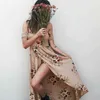 Neins 2020 Kobiety Sexy Floral Dress Summer Split Maxi Beach Sundress Off Backless Dress Boho Długie sukienki Vestidos Femme X0521