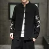 Jaquetas masculinas mrgb linha de algodão moda casaco estilo chinês bordado oversize masculino casaco solto outono inverno homem top 5xl