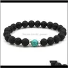 Bedelarmbanden Sieraden10 kleuren natuurlijke zwarte lava stenen kralen elastische etherische olie diffusor armband vulkanische rots kralen handsnaren kk