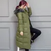 Kvinnors Down Parkas Kvinnor Vinterbubbla Långt Padded Kläder Solid Färg Svart Jacka Puffer Varm tjock