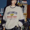 Preppy Style Brand Vintage Letter Print Crewneck Sweatshirt for Teens Girl Long Sleeve Tops Korean Harajuku Clothes 210728