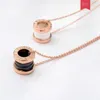 2021 women luxury designer jewelry roman numeral ceramic pendant necklaces rosegold color stainless steel mens necklace gold chain2313266