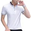 Men's Polos Summer Casual Shirt Men Short Sleeve Turn Down Collar Slim Fit Sold Color For Plus Size Para Hombre