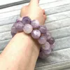 Beaded Strands Women Bracelet Nature Color Lavender Round Bead Crystal Purple Jades 14 Mm Not Dyed Glass 100% Really Kent22