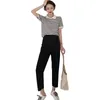 Women's suit summer royal sister short-sleeved casual wide-leg pants two-piece 210520