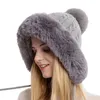 Frauen verdicken warme Winter-Pelz-Mütze-Lady Strickhüte Wolle weiche russische Art im Freien winddichte Hoodie Plüsch-Mütze-Hut