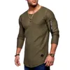 Camiseta de moda 2021 para hombre, camisetas de primavera y verano, ropa de algodón de manga larga para hombre, ropa de culturismo plegable para hombre