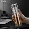 Kaxifei Business Type Waterfles Glazen fles met roestvrijstalen thee-infuser filter Dubbele wand glazen artikelen 210914