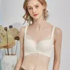 Dames Sexy Wire Free Bras 100% Natural Silk Voering Kant Patchwork 3/4 Cup Naadloos Everyday Wear BH Ondergoed