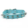 Mode Punk Metal Rivet Dog Collar Candy Colors Pu Leather Leash Collars Pet Puppy Supplies Red Blue Black Blue