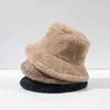 Moda Solid Color Winter Faux Fur Bucket Hat Kobiety Outdoor Gruby Ciepły Rybak Kapelusz Bob Lady Girl Travel Basin Cap Panama Y21111