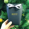 50pcs Upscale Black White Bronzing bag "Merci" Candy Box French Thank You Wedding Gift Package Birthday Party Favors Bags