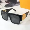 Heren zonnebril Z1478W damesmode klassiek uit één stuk vierkant frame casual wilde tempel metalen letters heren zwarte bril UV-protecti321O