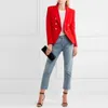 Automne cranté Double boutonnage femmes Blazer à manches longues femme veste 2021 nouveau bureau mode rouge élégant vêtements d'extérieur dames X0721